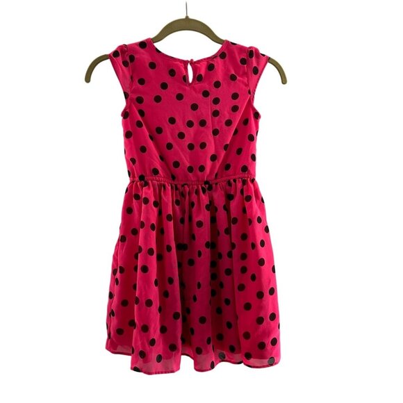 Total Girl Pink Black Polka Dot Dress L 10/12 Kids Girls Sleeveless Keyhole Back - Picture 6 of 7